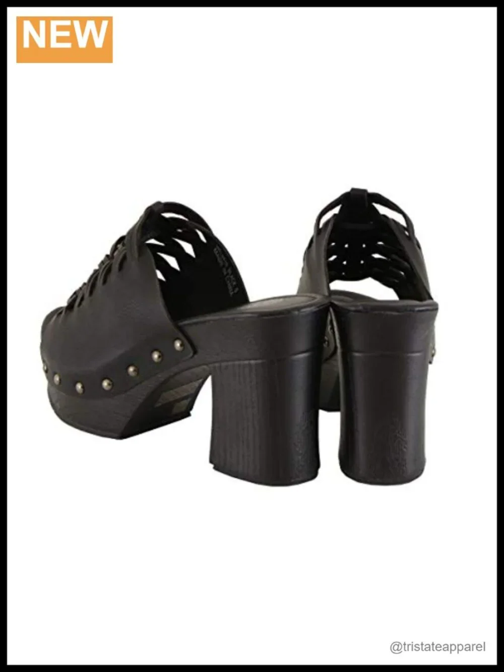 Faux Leather Platform Wedge Heels Studs Open Toe Women's Shoes